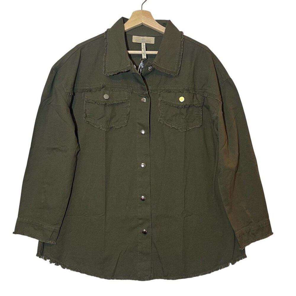 Crown Linen Designs Women Shirt Medium Size Green Oversized 100% Cotton Top New - Picture 4 of 11
